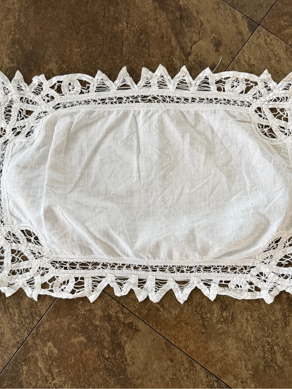 Set Of 3 Vintage Battenburg Lace Table Runners White Cotton 18”x12” Rectangular